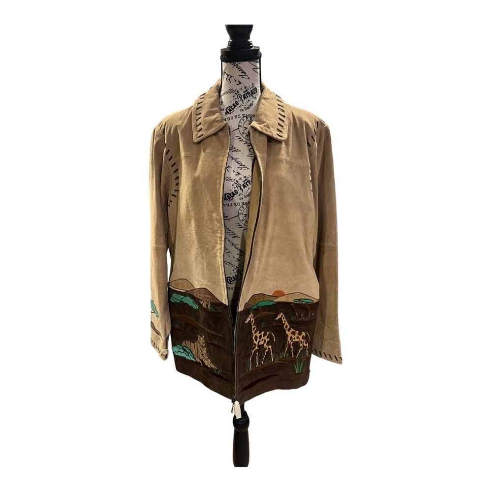 NWT Vintage Suede Quacker Factory Safari Animal Jacket Sz L - Picture 2 of 11